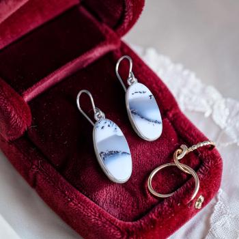 Ohrhänger mit Dendritenjaspis in 925 Silber