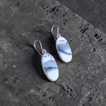 Ohrhänger mit Dendritenjaspis in 925 Silber