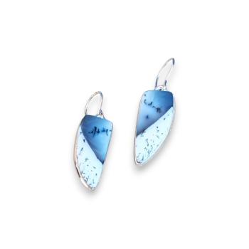 Preview: Ohrhänger mit Dendritenjaspis in 925 Silber