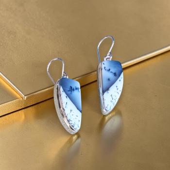 Ohrhänger mit Dendritenjaspis in 925 Silber