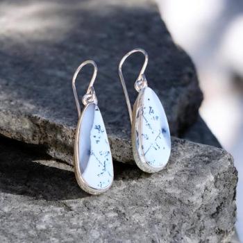 Ohrhänger mit Dendritenjaspis in 925 Silber