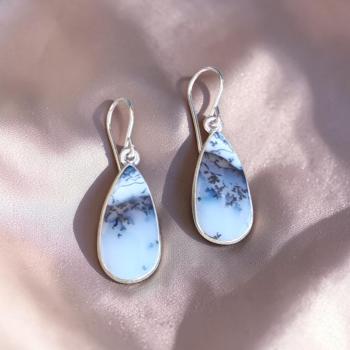 Ohrhänger mit Dendritenjaspis in 925 Silber