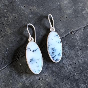 Ohrhänger mit Dendritenjaspis in 925 Silber