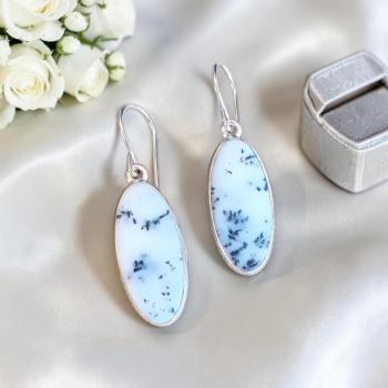 Ohrhänger mit Dendritenjaspis in 925 Silber