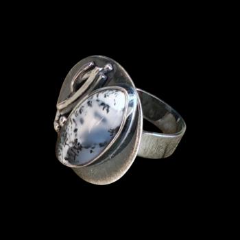 Preview: Ring mit Dendritenjaspis in 925 Silber