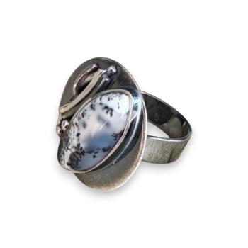 Ring mit Dendritenjaspis in 925 Silber
