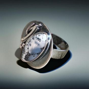 Ring mit Dendritenjaspis in 925 Silber
