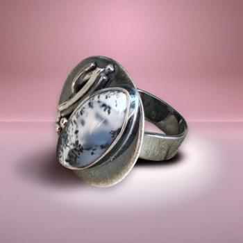 Ring mit Dendritenjaspis in 925 Silber
