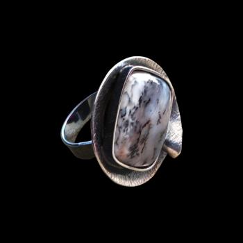 Preview: Ring mit Dendritenjaspis in 925 Silber