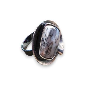 Ring mit Dendritenjaspis in 925 Silber