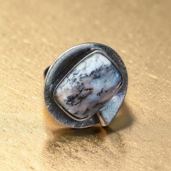 Ring mit Dendritenjaspis in 925 Silber