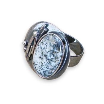 Preview: Ring mit Dendritenjaspis in 925 Silber