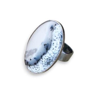 Preview: Ring mit Dendritenjaspis in 925 Silber