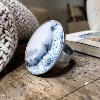 Ring mit Dendritenjaspis in 925 Silber