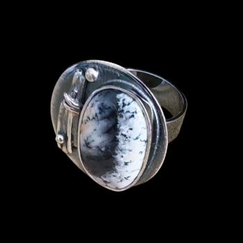 Preview: Ring mit Dendritenjaspis in 925 Silber