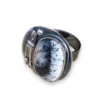 Ring mit Dendritenjaspis in 925 Silber
