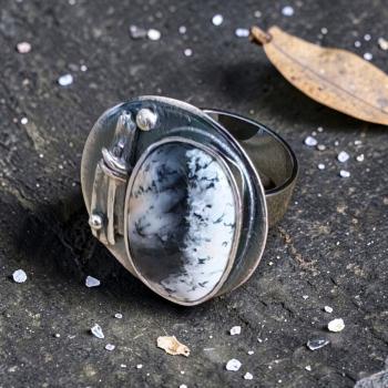 Ring mit Dendritenjaspis in 925 Silber