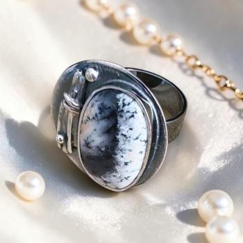 Ring mit Dendritenjaspis in 925 Silber