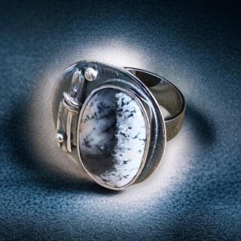 Ring mit Dendritenjaspis in 925 Silber