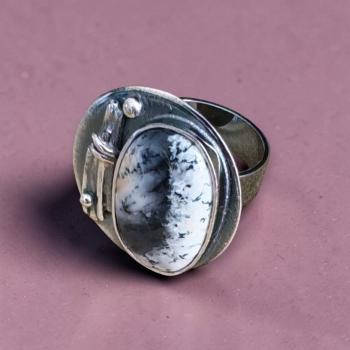 Ring mit Dendritenjaspis in 925 Silber