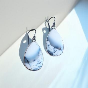 Ohrhänger mit Dendritenjaspis in 925 Silber