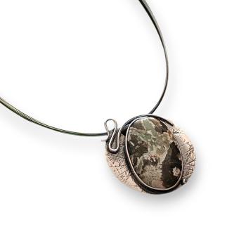 Halsschmuck Grünopal in 925 Silber