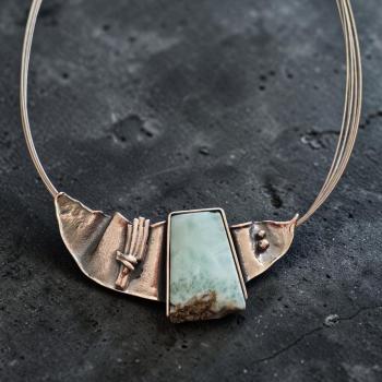 Halsschmuck Larimar in 925 Silber.