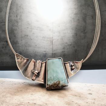 Halsschmuck Larimar in 925 Silber.