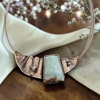 Halsschmuck Larimar in 925 Silber.