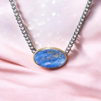 unisex Halsschmuck Lapis Lazuli in 925 Silber - vergoldet