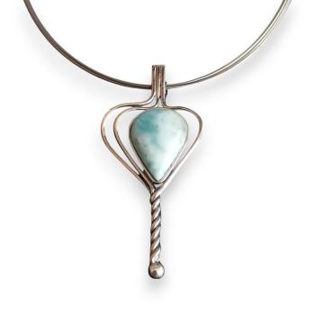 Halsschmuck Larimar in 925 Silber