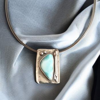 Halsschmuck Larimar in 925 Silber