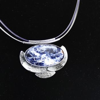 Halsschmuck Sodalith in 925 Silber
