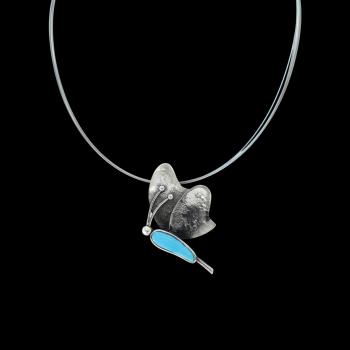 Halsschmuck mit Türkis in 925 Silber - Schmetterling
