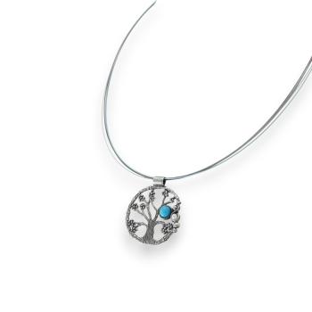 Halsschmuck mit Türkis in 925 Silber - Lebensbaum
