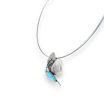Halsschmuck mit Türkis in 925 Silber - Schmetterling