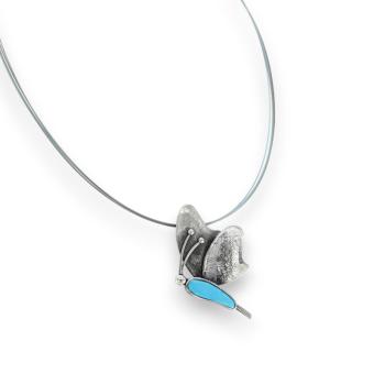 Halsschmuck mit Türkis in 925 Silber - Schmetterling