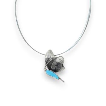 Halsschmuck mit Türkis in 925 Silber - Schmetterling