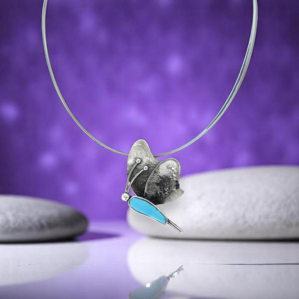 Halsschmuck mit Türkis in 925 Silber - Schmetterling