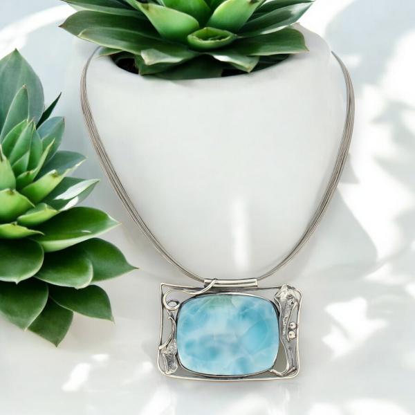 Halsschmuck Larimar in 925 Silber