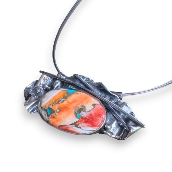 Halsschmuck mit Stachelaustertürkis in 925 Silber