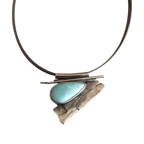 Halsschmuck Larimar in 925 Silber
