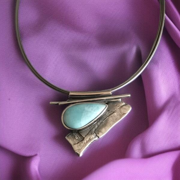 Halsschmuck Larimar in 925 Silber
