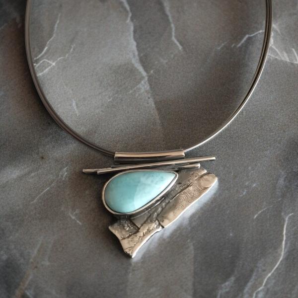 Halsschmuck Larimar in 925 Silber