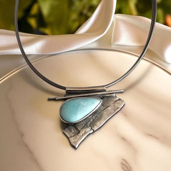 Halsschmuck Larimar in 925 Silber
