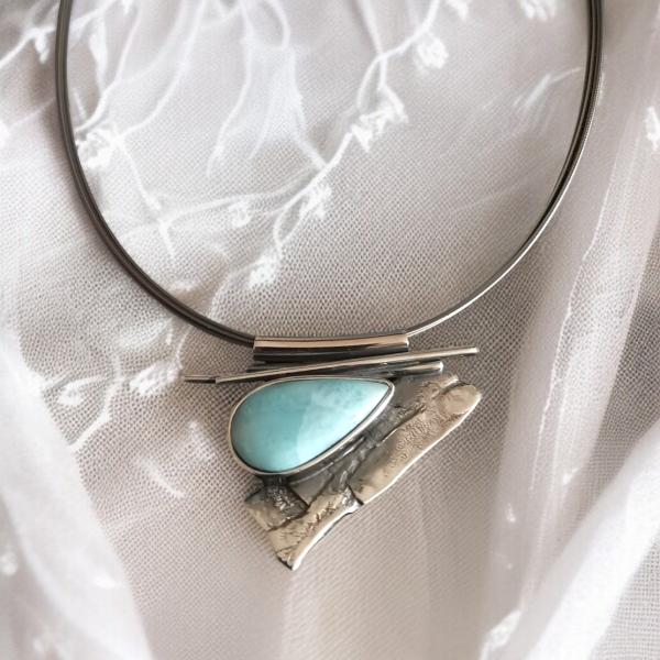 Halsschmuck Larimar in 925 Silber