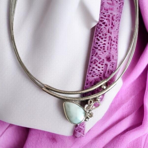 Halsschmuck Larimar in 925 Silber