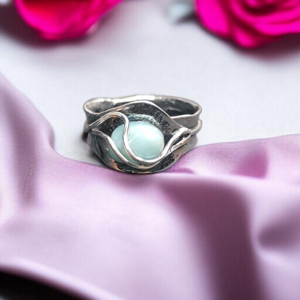 Ring Larimar in 925 Silber