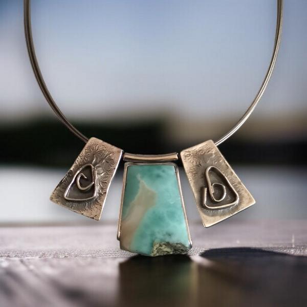 Halsschmuck Larimar in 925 Silber