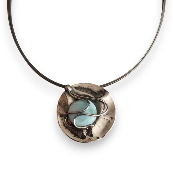 Halsschmuck Larimar in 925 Silber